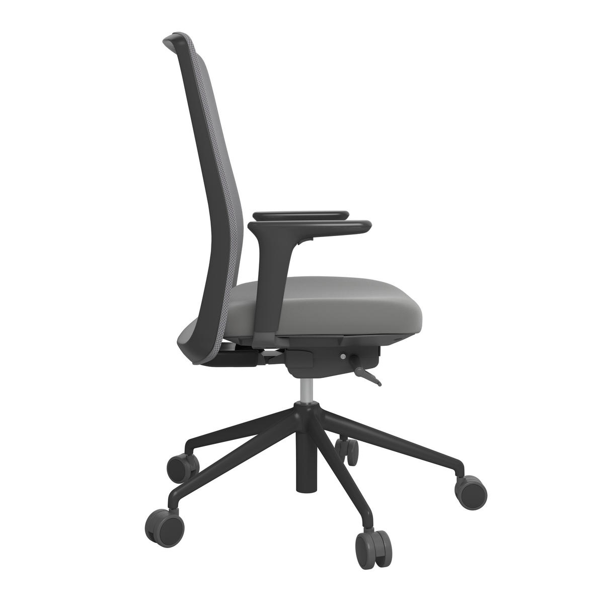DREHSTUHL Lederlook Grau, Schwarz  - Schwarz/Grau, MODERN, Kunststoff/Textil (70/103-115/70cm)