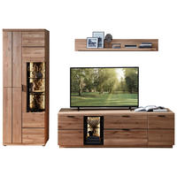 WOHNWAND  in Schwarz, Wildeiche 290/207/50 cm  - Wildeiche/Schwarz, Konventionell, Glas/Holz (290/207/50cm) - Linea Natura