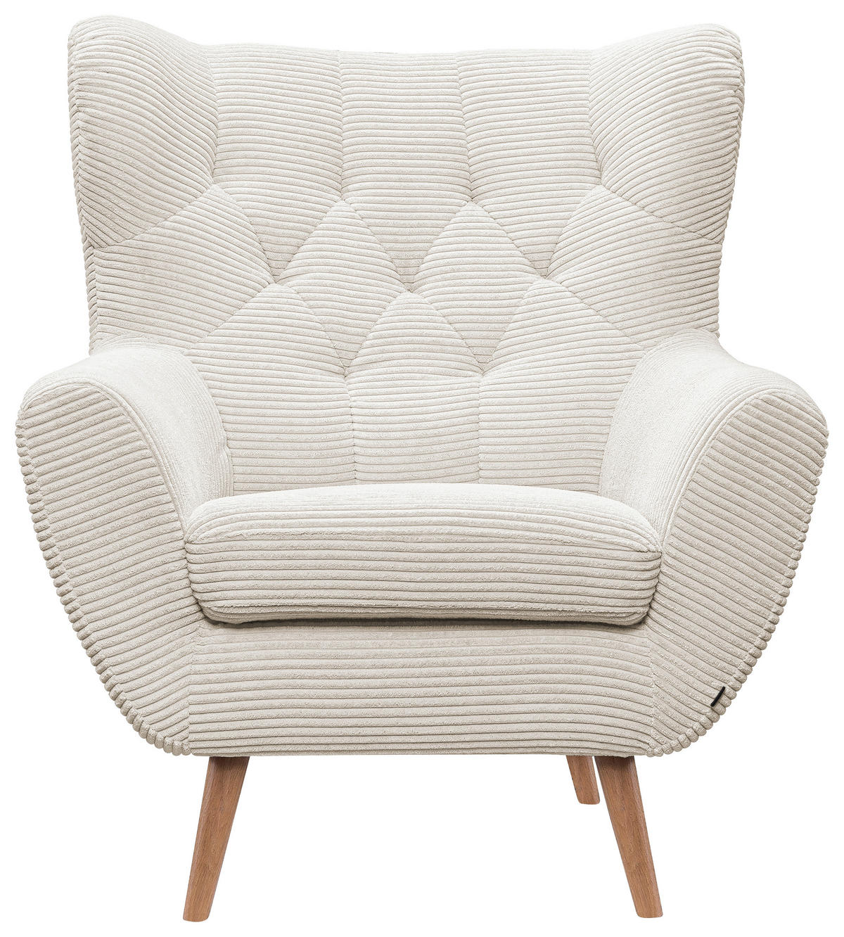SESSEL in Cord Creme  - Eichefarben/Creme, Design, Holz/Textil (87/101/95cm) - Stylife