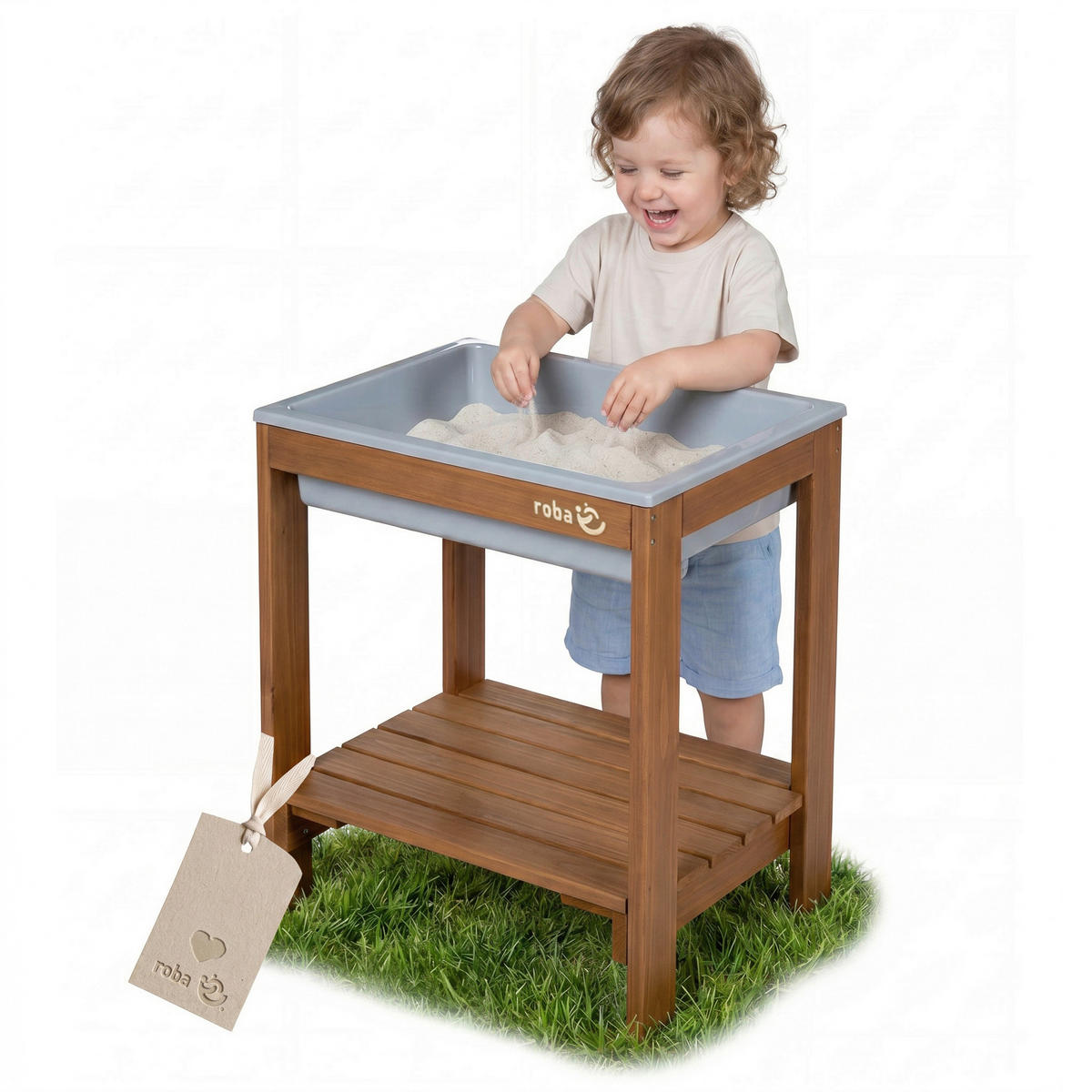 WASSERSPIELTISCH  - Teakfarben, Basics, Holz/Kunststoff (38,5/50/31,8cm) - Roba