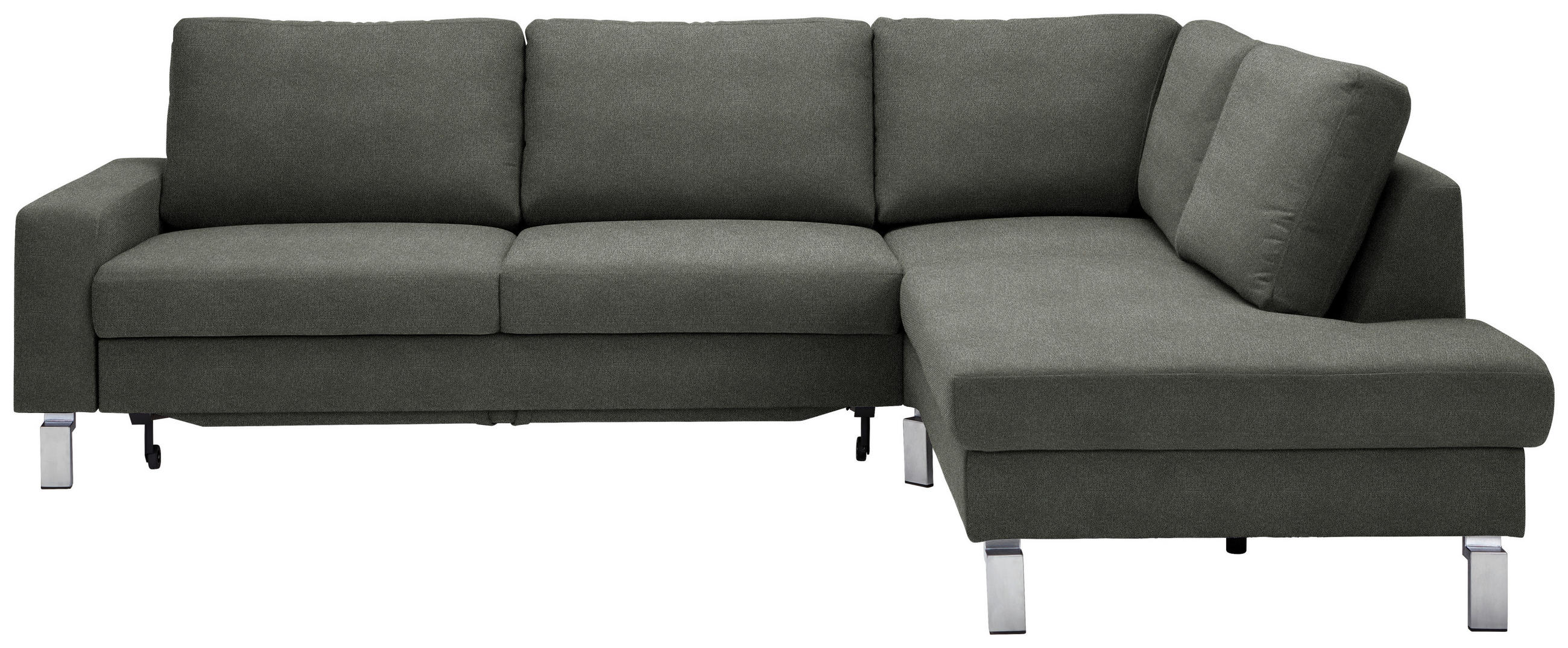 ECKSOFA in Flachgewebe Grau  - Chromfarben/Grau, Design, Textil/Metall (276/200cm) - Hom`in