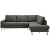 ECKSOFA in Flachgewebe Grau  - Chromfarben/Grau, Design, Textil/Metall (276/200cm) - Hom`in