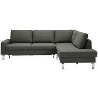 ECKSOFA in Flachgewebe Grau  - Chromfarben/Grau, Design, Textil/Metall (276/200cm) - Hom`in