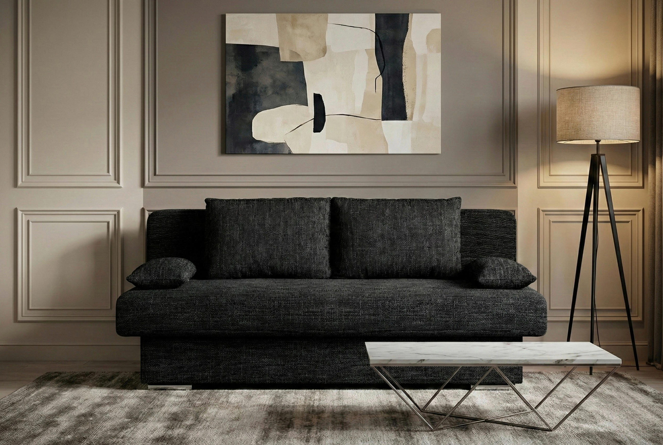 2-Sitzer-Sofa Mit Schlaffunktion Bora Schwarz