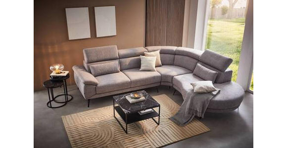 ECKSOFA in Velours Grau  - Schwarz/Grau, Design, Textil/Metall (299/264cm) - Novel