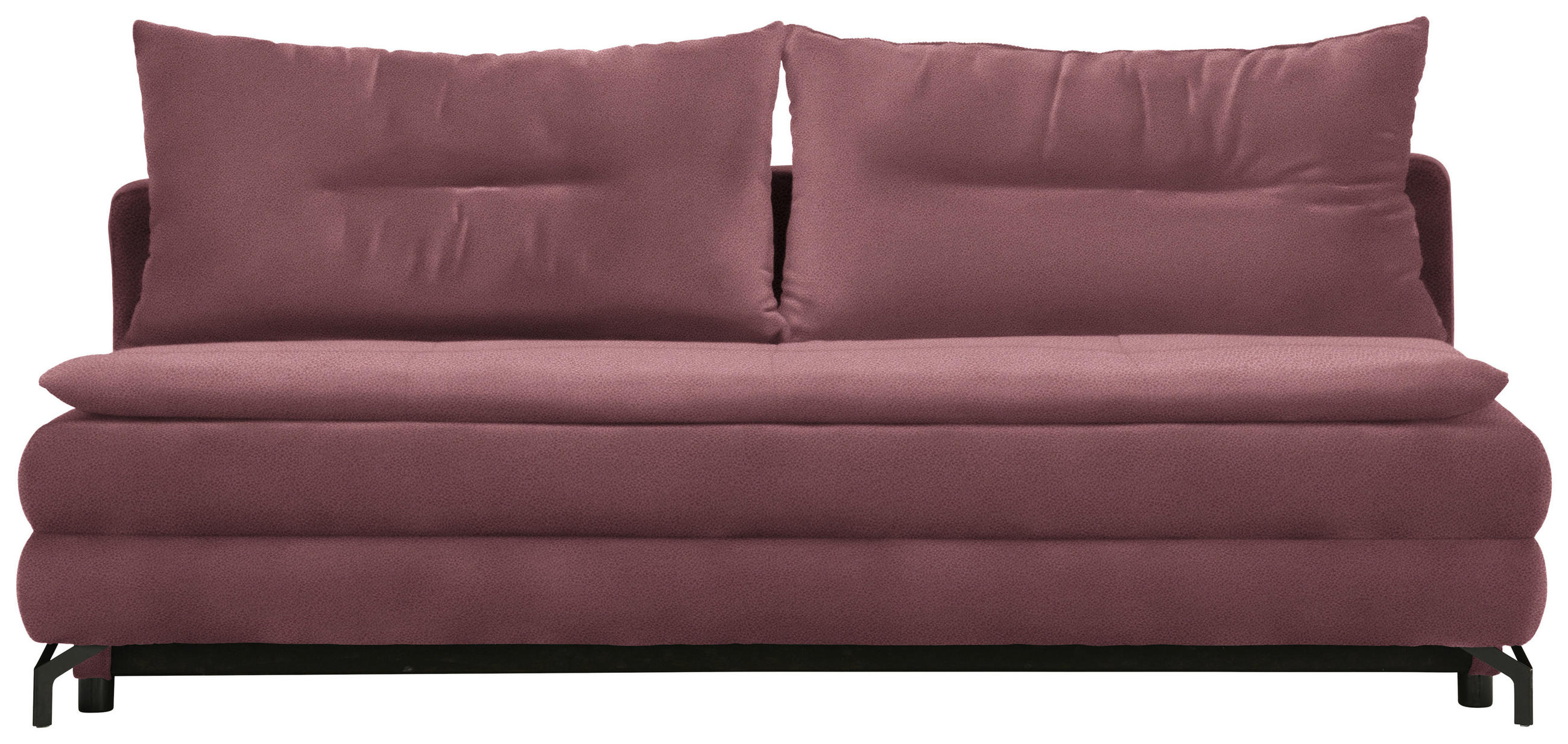 SCHLAFSOFA in Flachgewebe Dunkelrosa  - Dunkelrosa/Schwarz, MODERN, Textil/Metall (208/73/92/102cm) - Novel