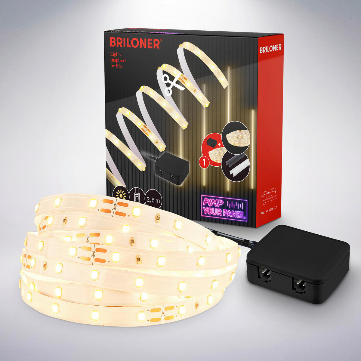 LED-STRIP Pimp Your Panel, Starterset 260 cm   - Klar, Basics, Kunststoff (260cm) - Briloner