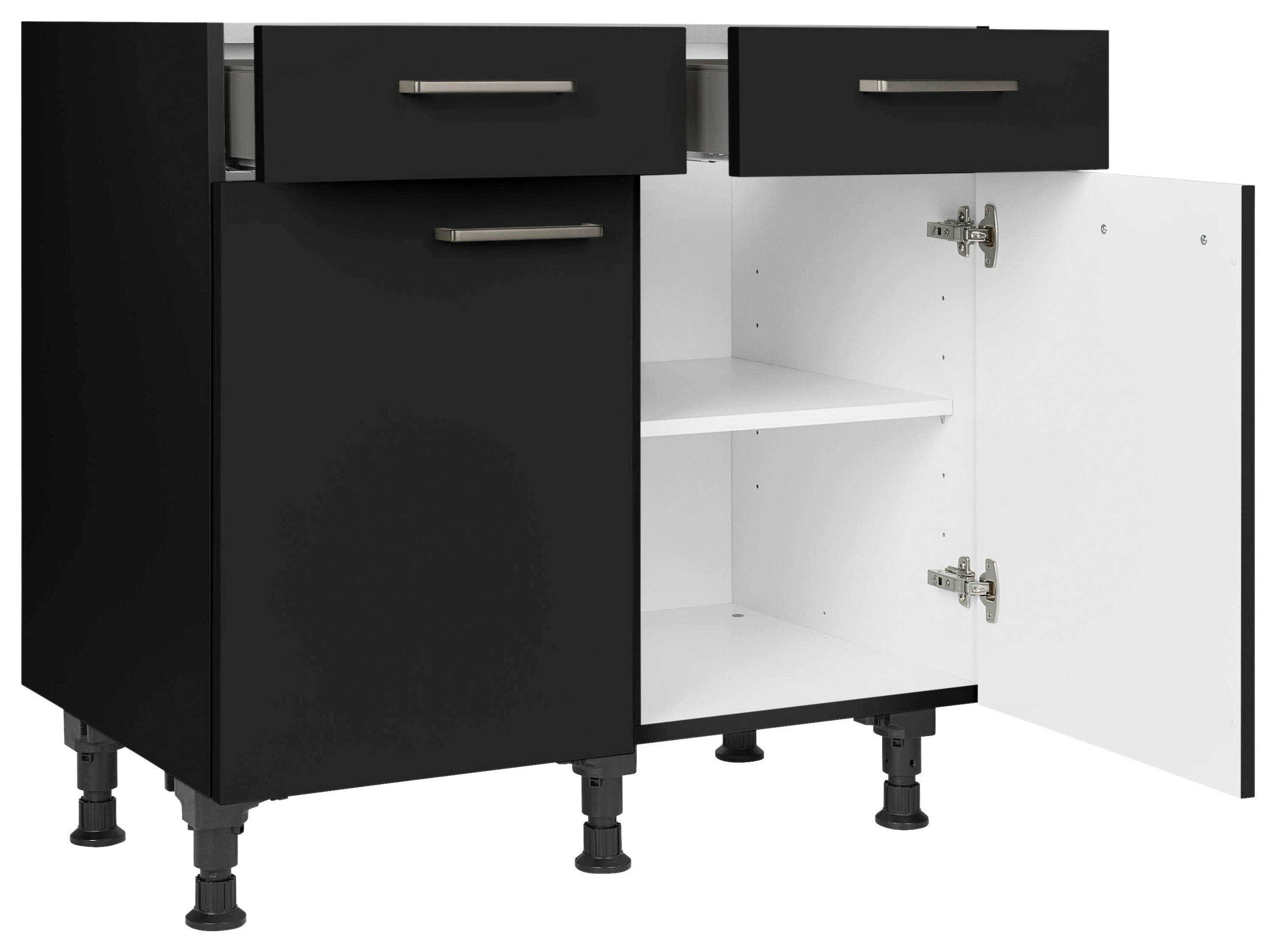 SCHUBKASTENUNTERSCHRANK 90/87/56 cm  in Schwarz  - Edelstahlfarben/Schwarz, MODERN, Holzwerkstoff/Metall (90/87/56cm) - Nobilia