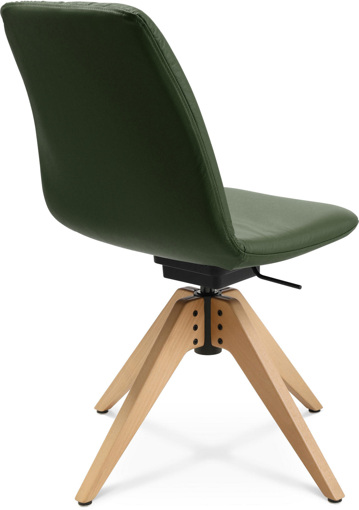 STUHL  in Echtleder pigmentiert  - Eichefarben/Grün, Design, Leder/Holz (46/82,5-85,25/55cm) - Johann Jakob