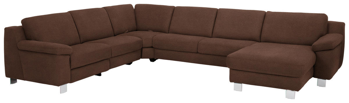 WOHNLANDSCHAFT in Mikrofaser Braun  - Chromfarben/Braun, Design, Textil/Metall (278/364/166cm) - Valdera
