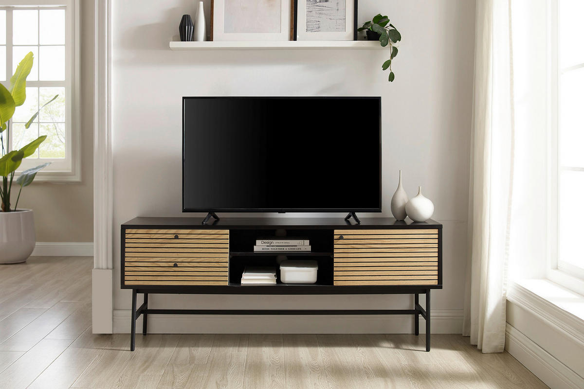 LOWBOARD  in 150/60/40 cm  - Eichefarben/Schwarz, Design, Holz/Holzwerkstoff (150/60/40cm) - Livetastic
