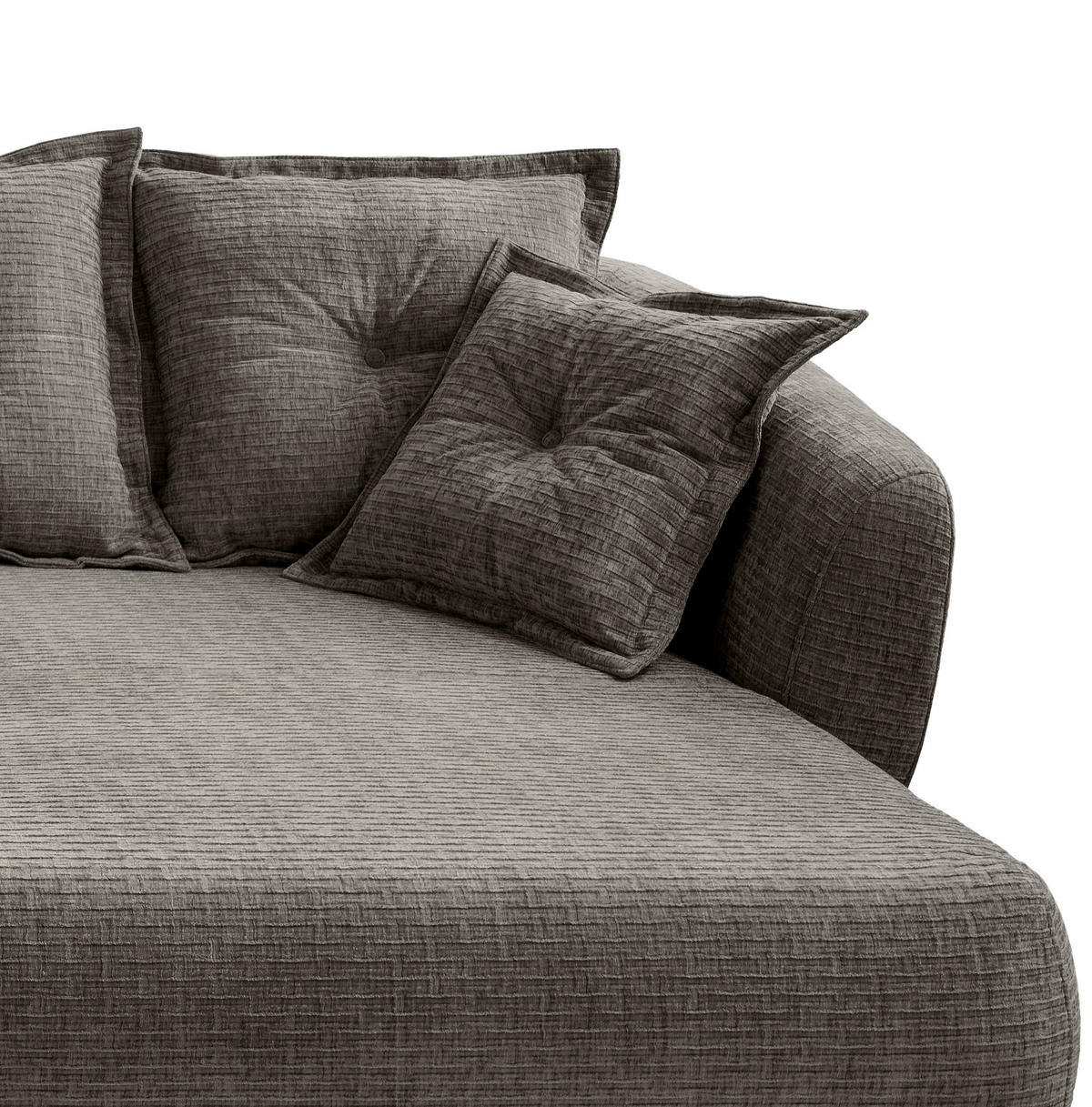 ECKSOFA in Mikrofaser Graubraun  - Graubraun/Schwarz, Modern, Textil/Metall (277/162cm) - Livetastic