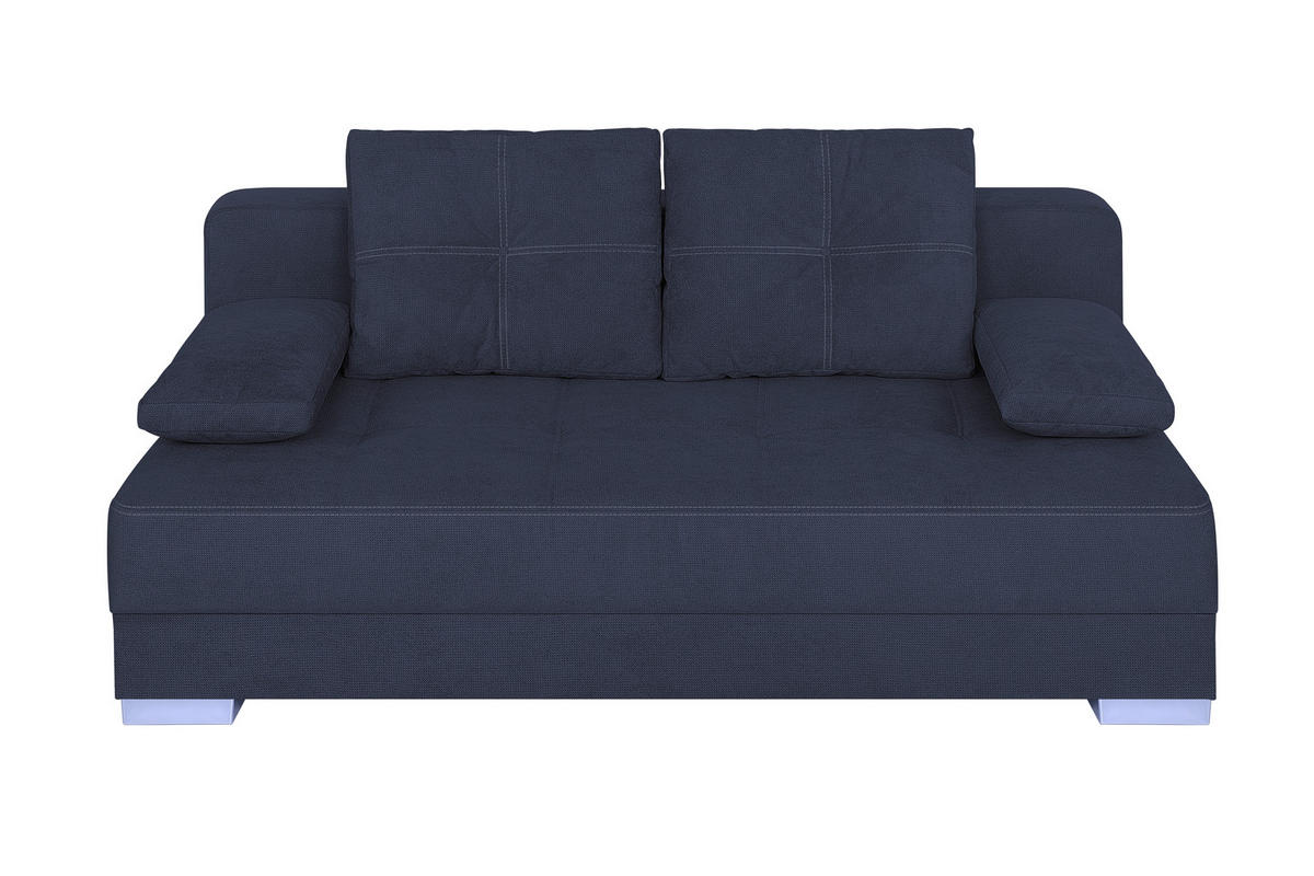 SCHLAFSOFA  mit Webstoff Dunkelblau  - Chromfarben/Schwarz, Design, Kunststoff/Textil (200/90/110cm) - P & B
