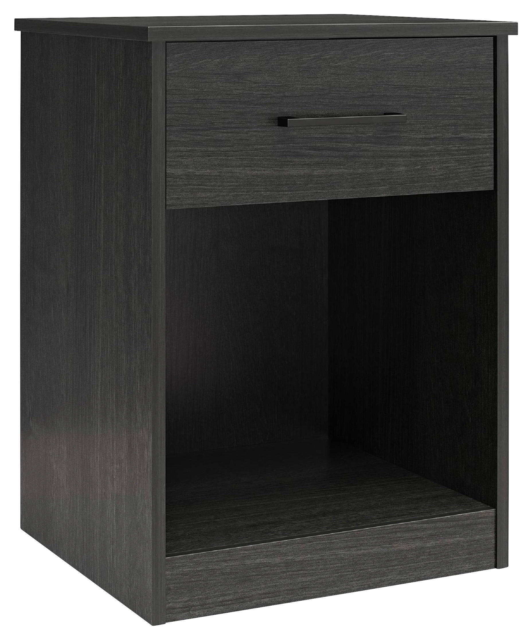 NACHTTISCH Schwarz, Eichefarben  - Eichefarben/Schwarz, Design, Holzwerkstoff/Metall (45/62/40cm) - MID.YOU