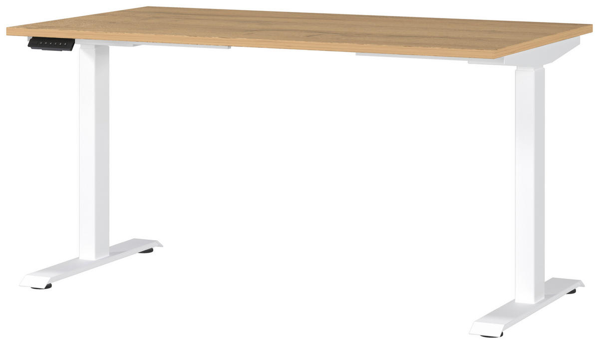 SCHREIBTISCH 140/80/72-118 cm  in Weiß, Eichefarben, Braun  - Eichefarben/Weiß, MODERN, Holzwerkstoff/Metall (140/80/72-118cm) - Novel
