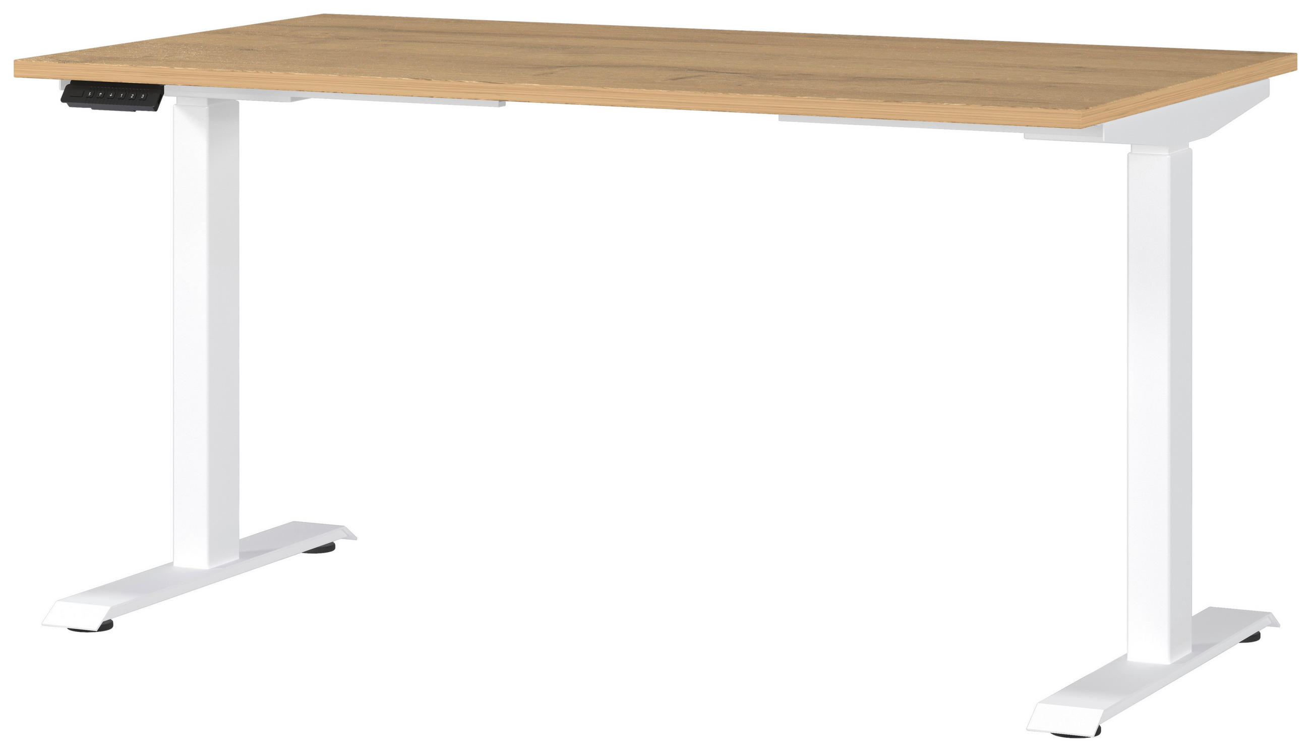 Novel Schreibtisch Braun, Weiß, Eiche 80x72-118x140 cm