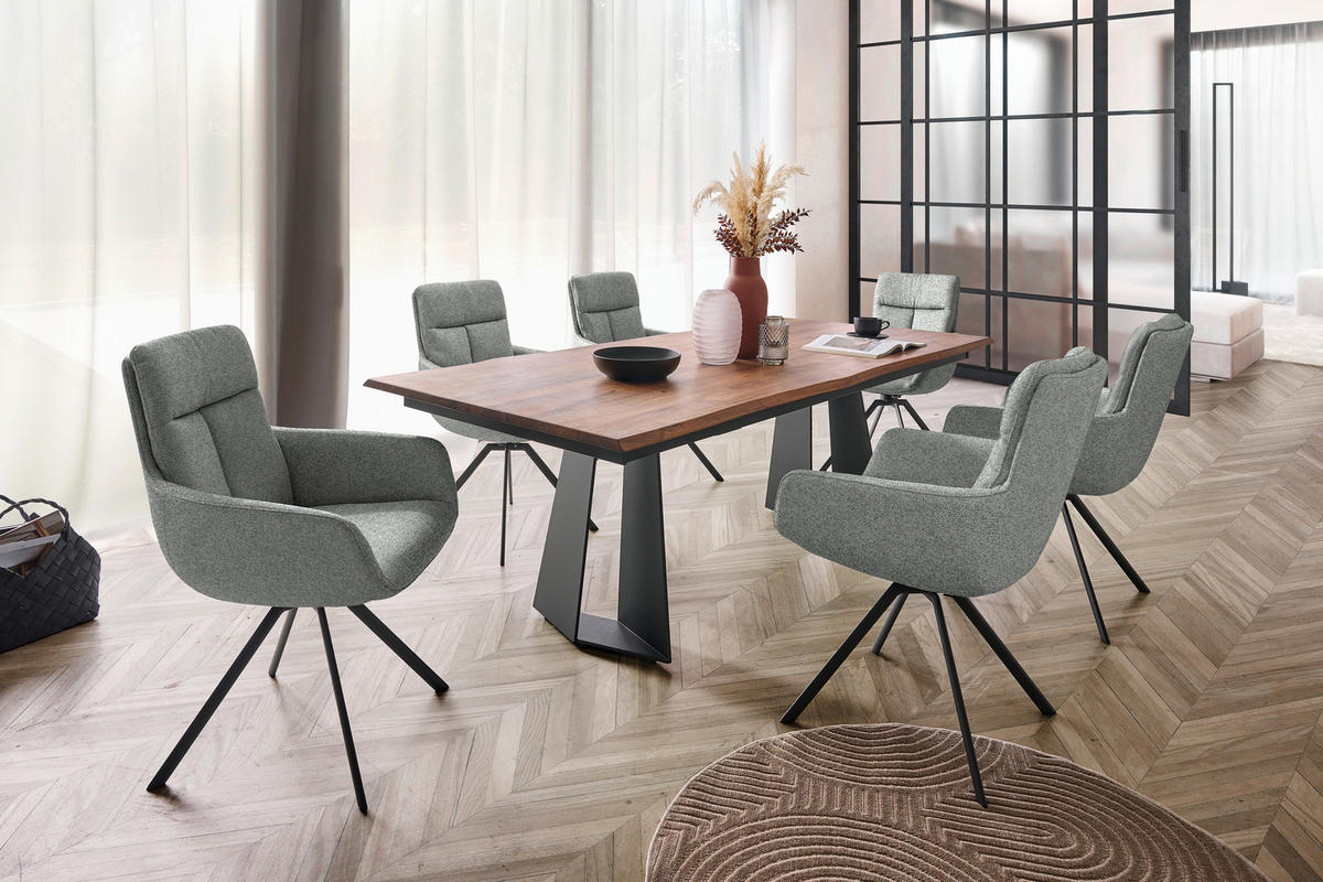 ARMLEHNSTUHL  Lederauswahl, Stoffauswahl, Gestellauswahl Flachgewebe  Anthrazit, Hellblau  - Anthrazit/Hellblau, Design, Textil/Metall (61/90/64cm) - Venjakob