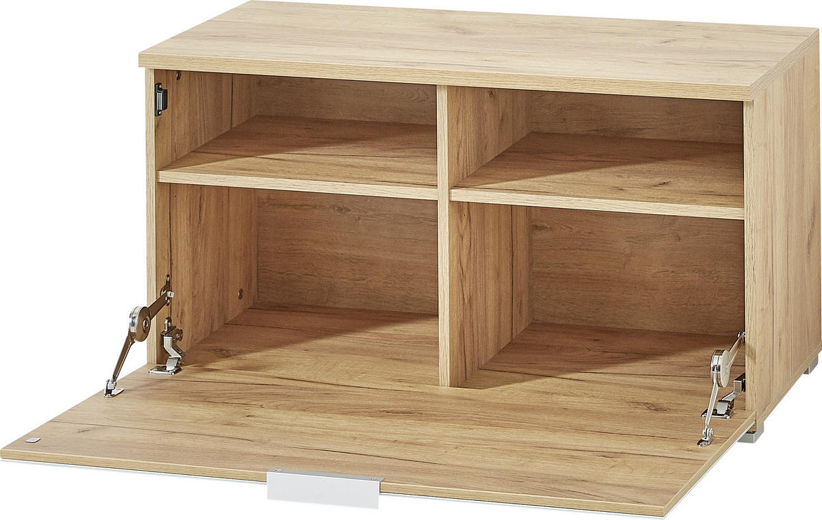 GARDEROBENBANK 89/49/40 cm  - Weiss/Eichefarben, Konventionell, Glas/Holzwerkstoff (89/49/40cm)