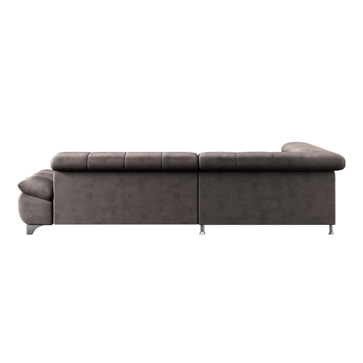 ECKSOFA Graubraun Chenille  - Chromfarben/Graubraun, KONVENTIONELL, Textil/Metall (234/312cm) - Livetastic