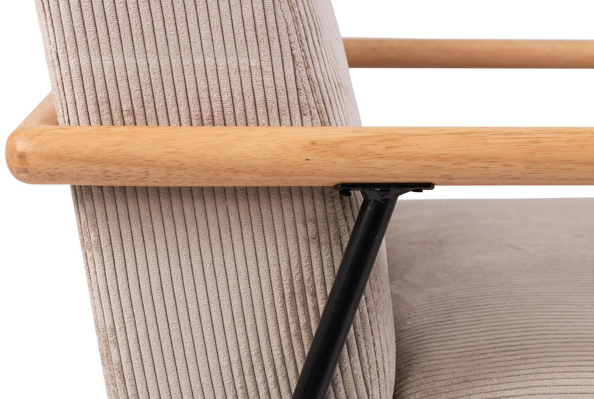 SESSEL in Cord Beige  - Beige/Schwarz, MODERN, Holz/Textil (63/83,5/75,5cm) - MID.YOU