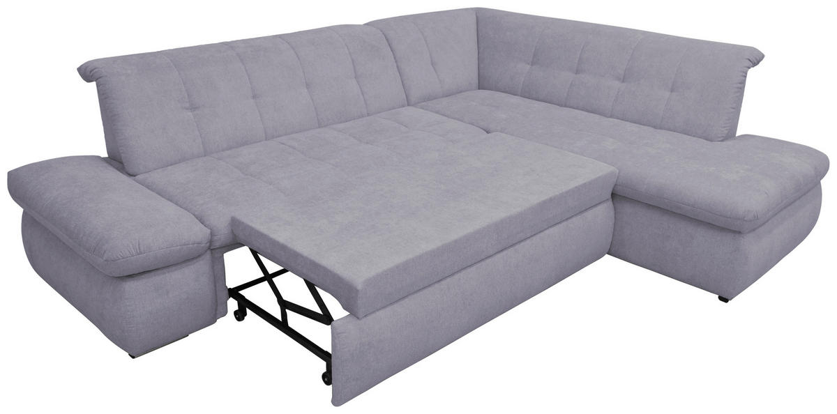 ECKSOFA in Mikrofaser Grau  273/216 cm  - Chromfarben/Grau, KONVENTIONELL, Textil/Metall (273/216cm) - MID.YOU