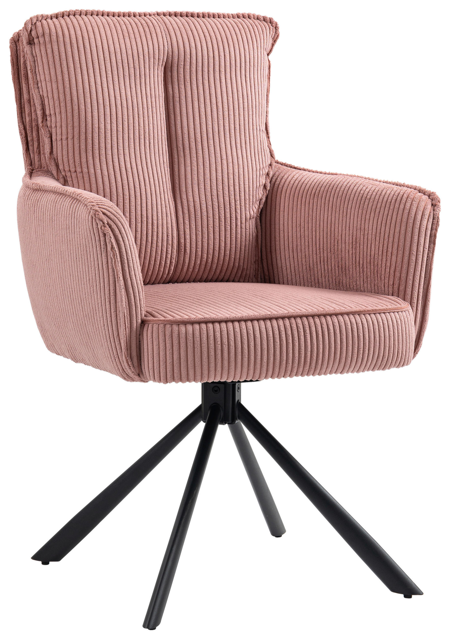 ARMLEHNSTUHL  Stoffauswahl, Sitzfläche 180° drehbar Cord  - Schwarz/Rosa, Design, Textil/Metall (62/95/67cm) - Novel