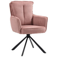 ARMLEHNSTUHL  Stoffauswahl, Sitzfläche 180° drehbar Cord  - Schwarz/Rosa, Design, Textil/Metall (62/95/67cm) - Novel
