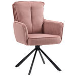 ARMLEHNSTUHL  Stoffauswahl, Sitzfläche 180° drehbar Cord  - Schwarz/Rosa, Design, Textil/Metall (62/95/67cm) - Novel