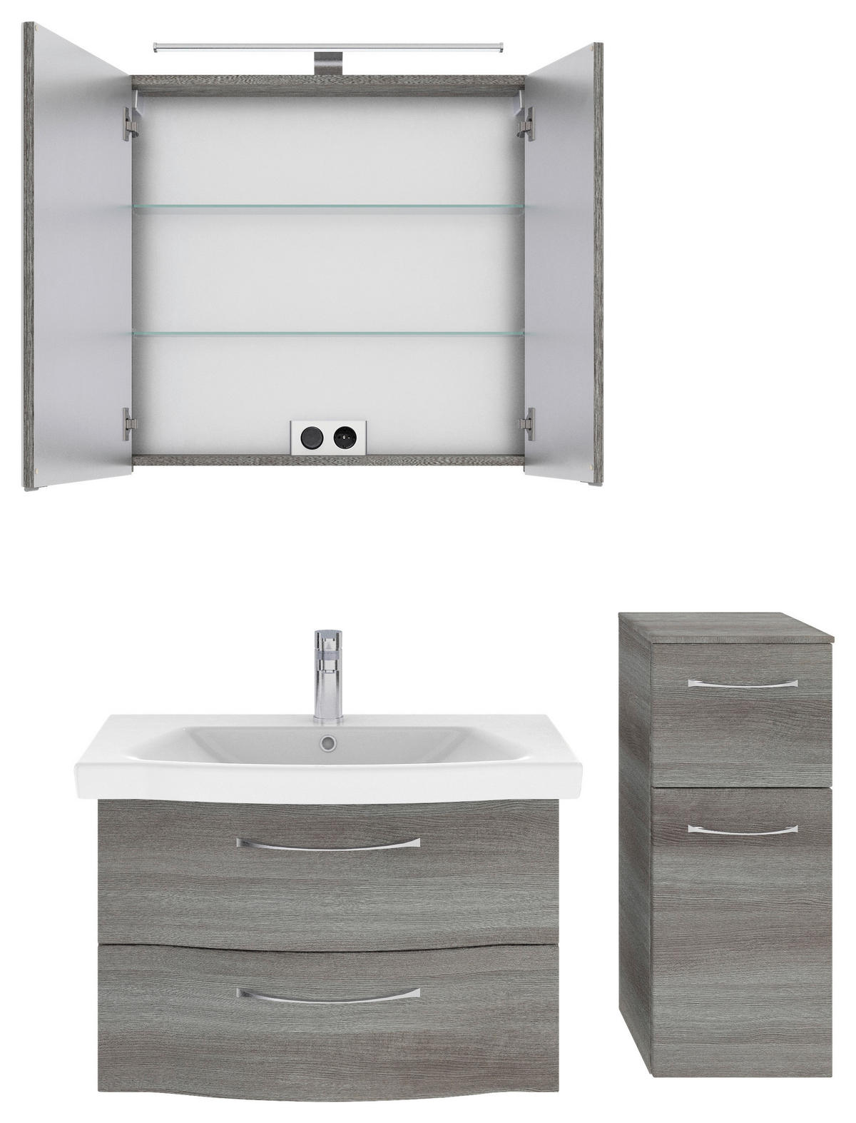 BADEZIMMER 4-teilig  in 112 cm  - Chromfarben/Graphitfarben, KONVENTIONELL, Glas/Keramik (112cm) - Pelipal