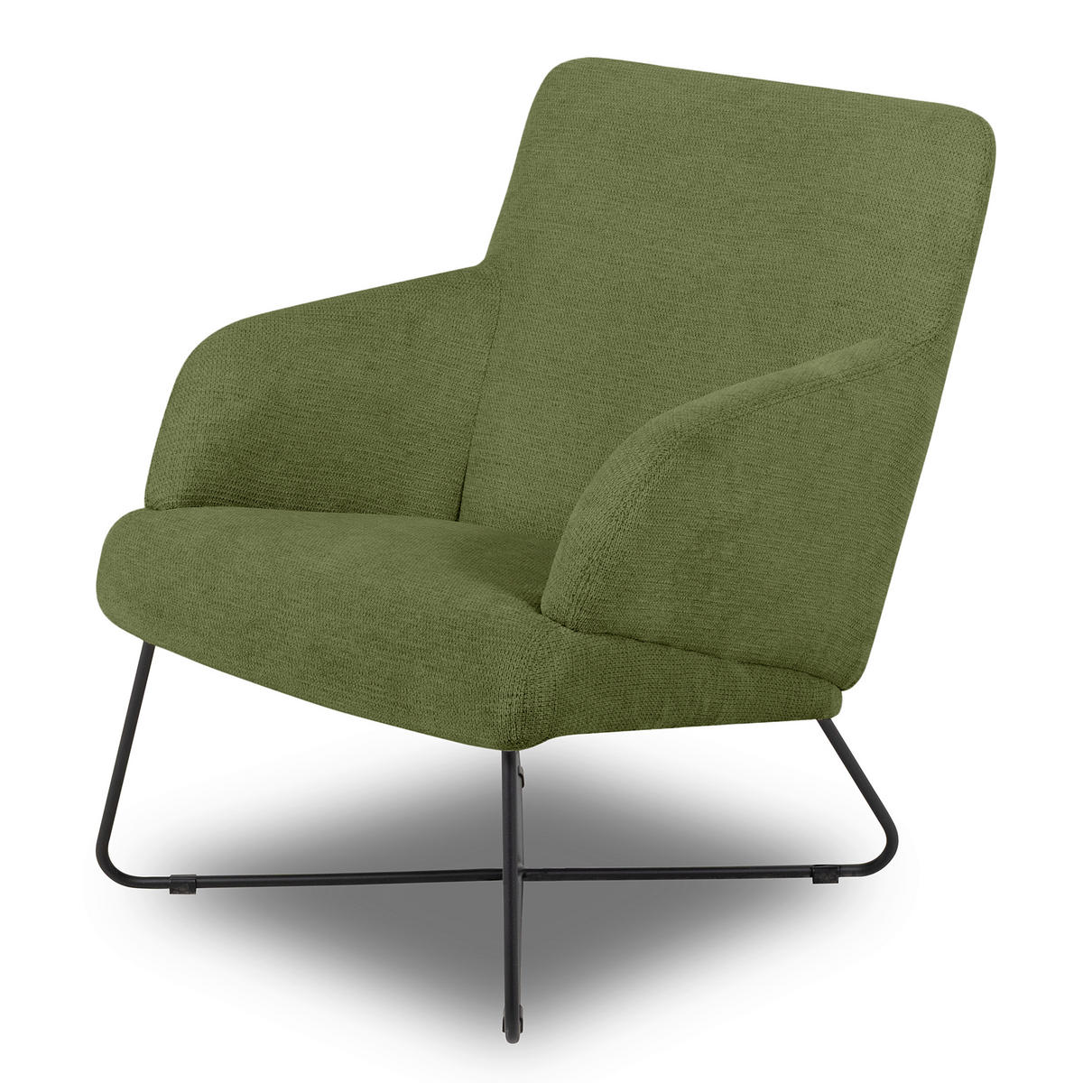 SESSEL in Chenille Grün  - Schwarz/Grün, Design, Textil/Metall (67/87/74cm) - Livetastic