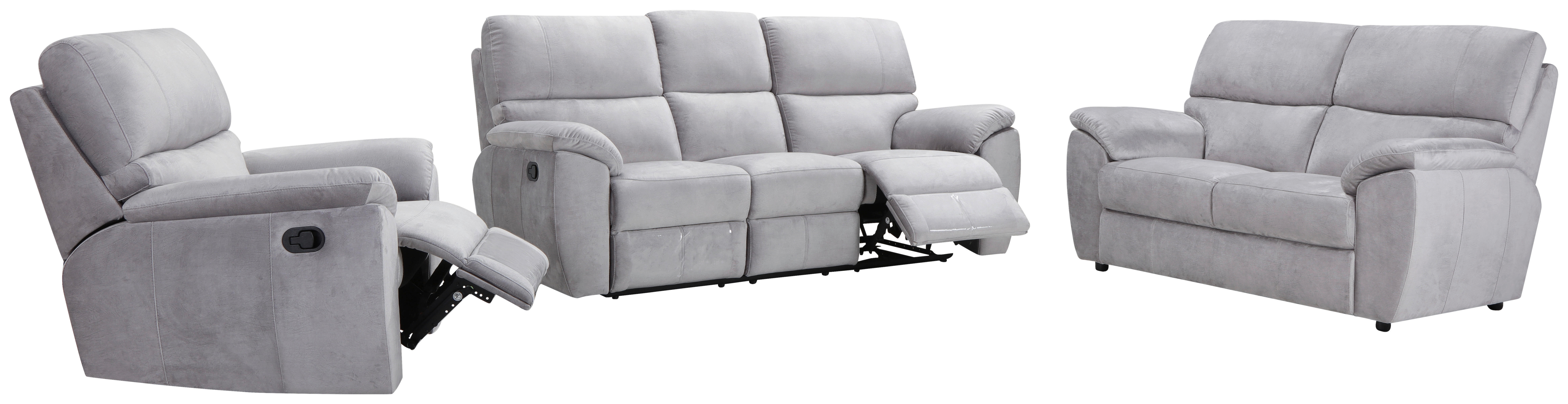 SEDACÍ SOUPRAVA 3+2+1, textil, šedá - šedá/černá, Konvenční, textil - Livetastic
