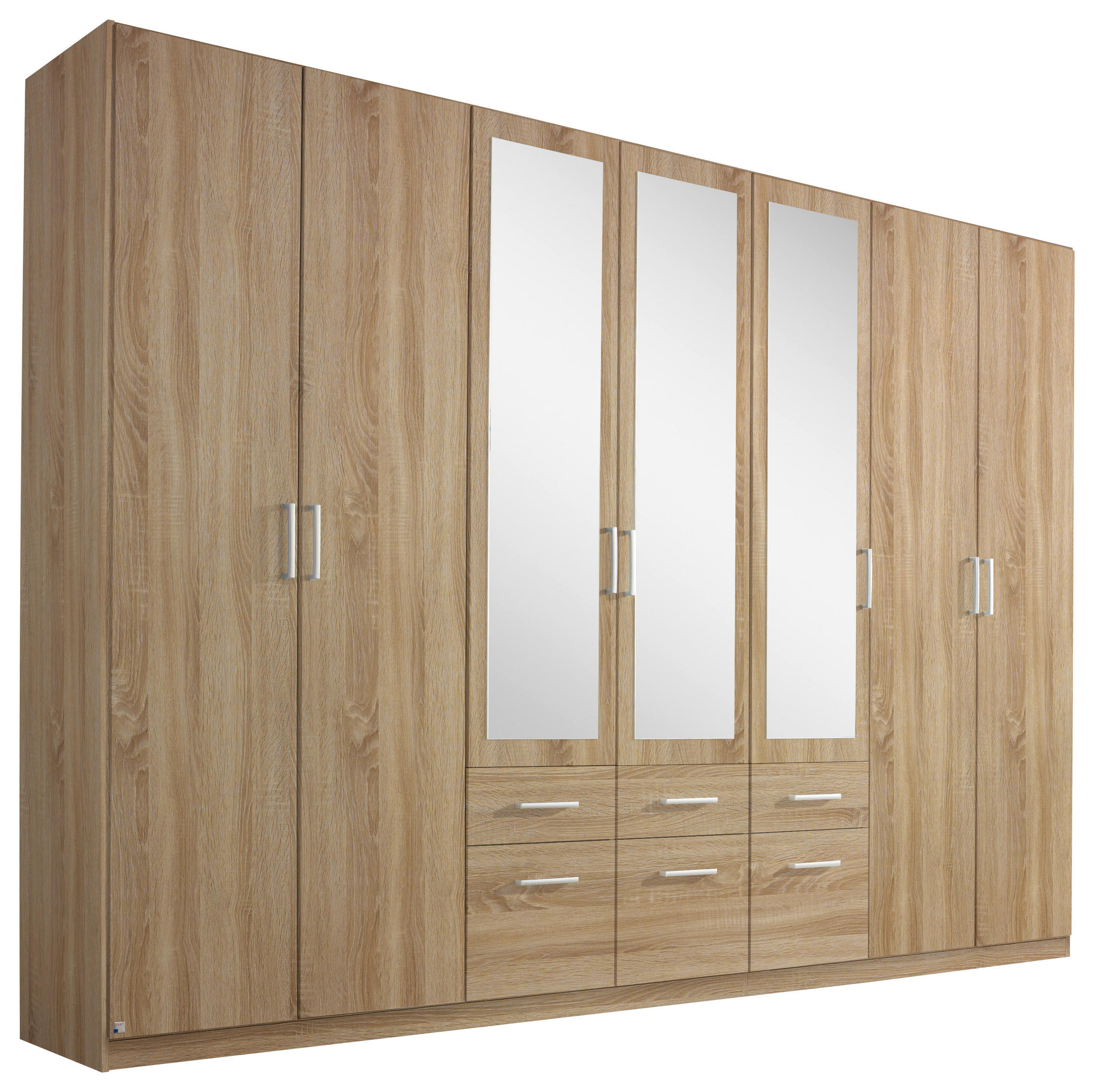 DREHTÜRENSCHRANK Sonoma Eiche 7  - Alufarben/Sonoma Eiche, Basics, Holzwerkstoff/Kunststoff (315/229/54cm) - Xora