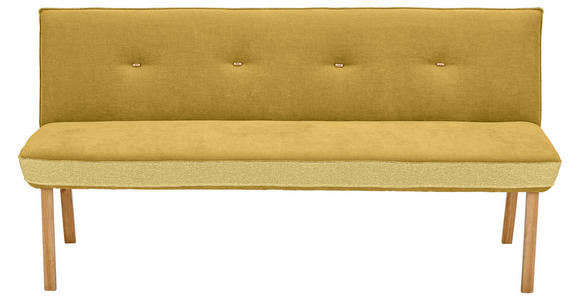 SITZBANK 177/88/63 cm Webstoff, Mikrofaser Gelb Eiche vollmassiv - Eichefarben/Gelb, Design, Holz/Textil (177/88/63cm) - Linea Natura