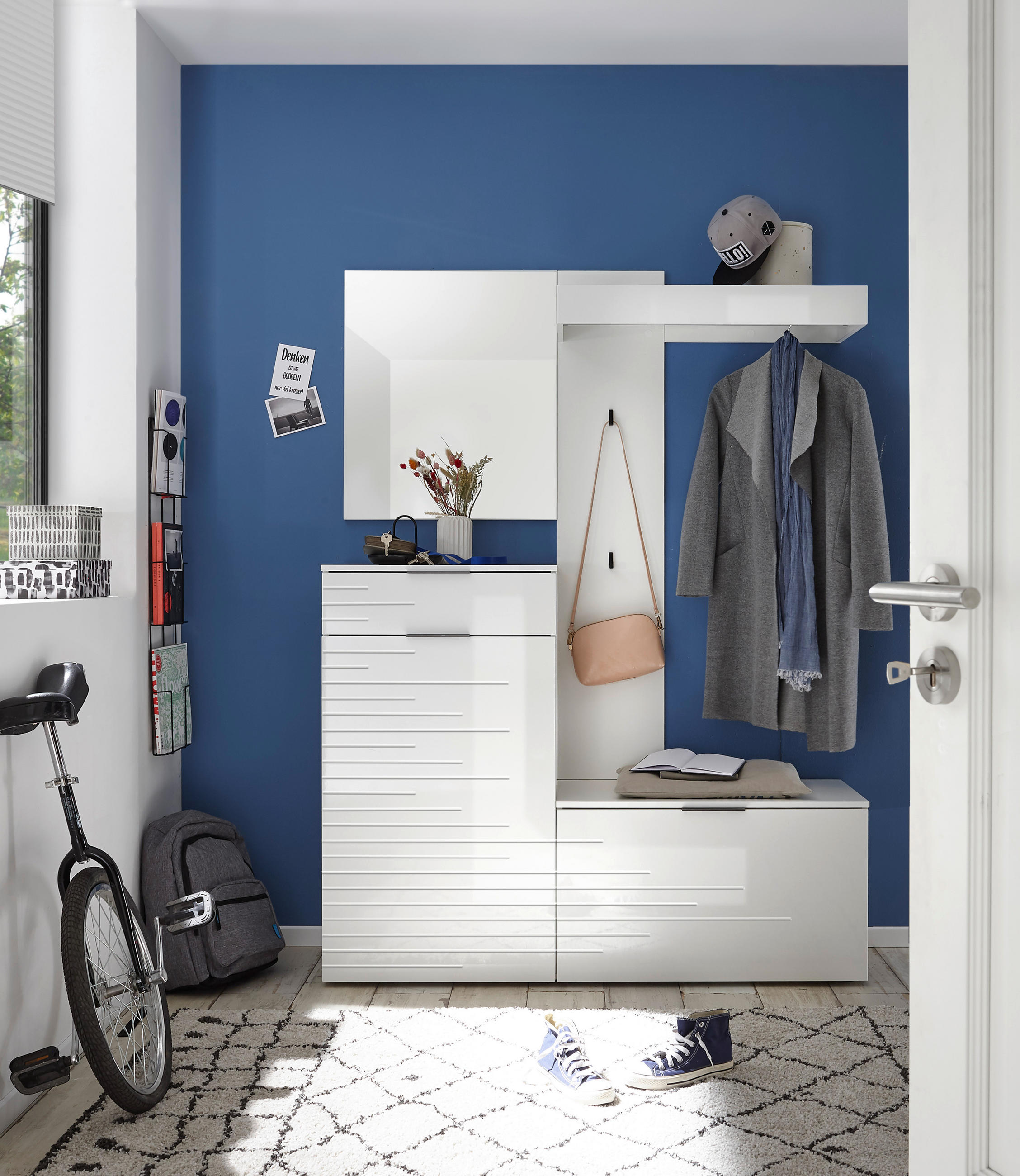 Thumbnail - Xxxl Garderobe, Weiß, Weiß Hochglanz, Holzwerkstoff, 4-teilig, 140x190x38 cm, Garderobe, Garderoben-Sets & Serien, Garde...