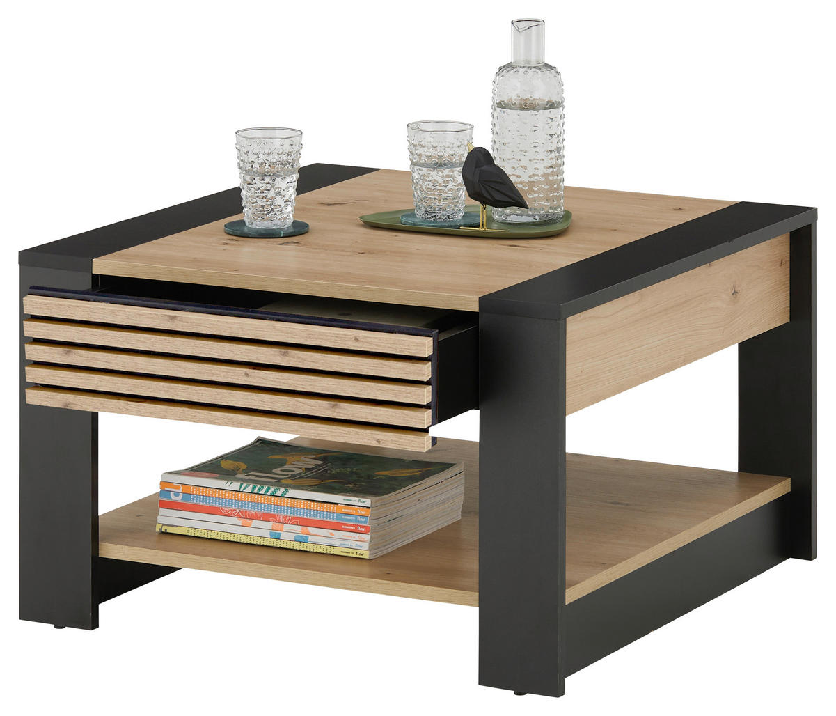 COUCHTISCH in Holzwerkstoff  - Schwarz/Eiche Artisan, Design, Holzwerkstoff (70/42/70cm) - Livetastic