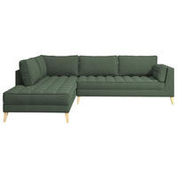 ECKSOFA in Bouclé Dunkelgrün  - Dunkelgrün/Naturfarben, Design, Holzwerkstoff/Textil (204/310cm) - MID.YOU