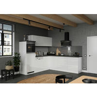 Eckküche Monza mit Geräten 240/240 cm  in Grau, Weiss, Weiss Hochglanz  - Weiss Hochglanz/Weiss, Lifestyle, Holzwerkstoff (240/240cm) - Held