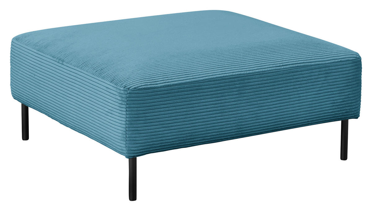 HOCKER in Textil Petrol  - Petrol/Schwarz, Design, Textil/Metall (100/41/100cm) - Johann Jakob