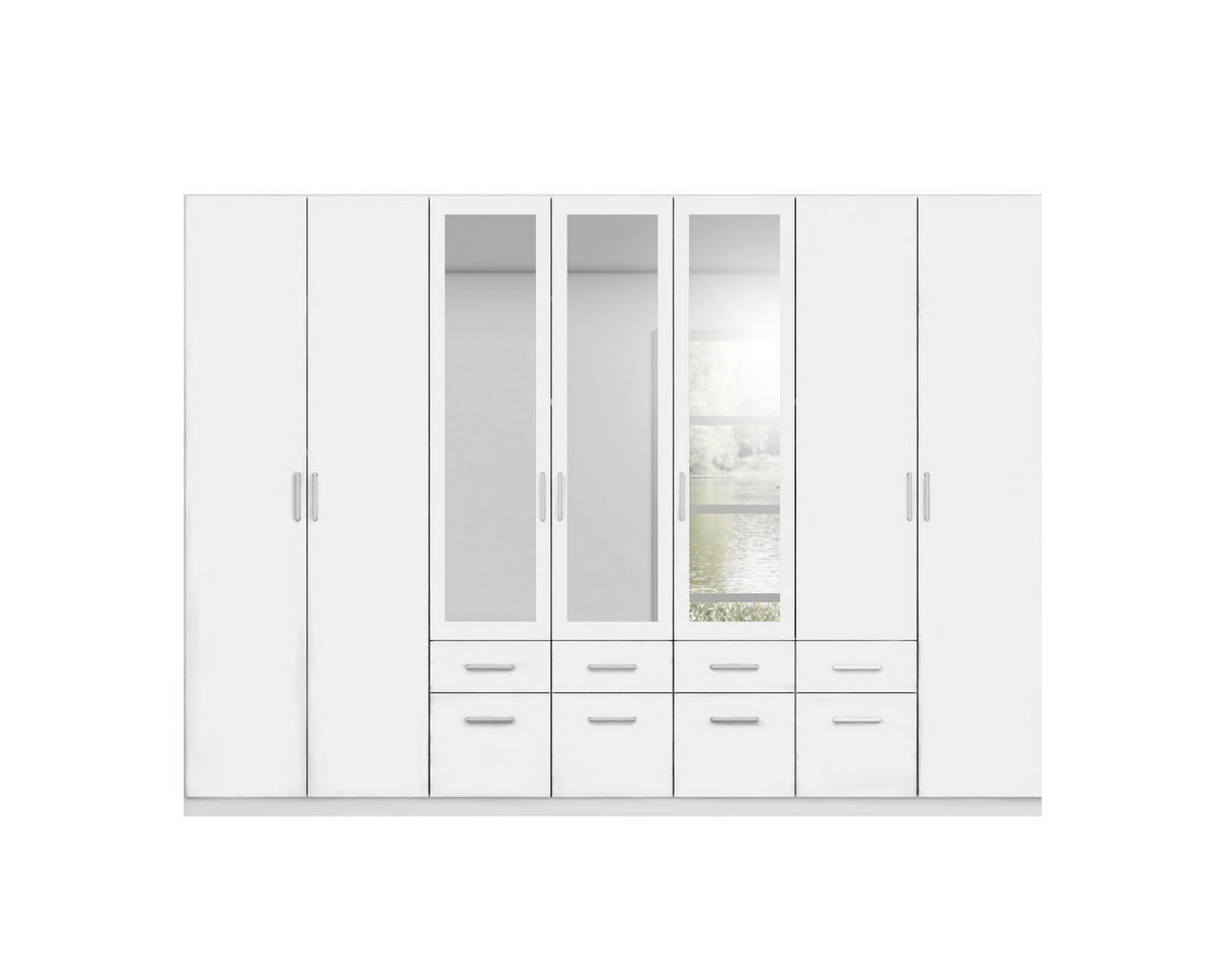 DREHTÜRENSCHRANK 315/229/54 cm 7-türig Weiß  - Alufarben/Weiß, MODERN, Holzwerkstoff/Kunststoff (315/229/54cm) - Rauch Möbel
