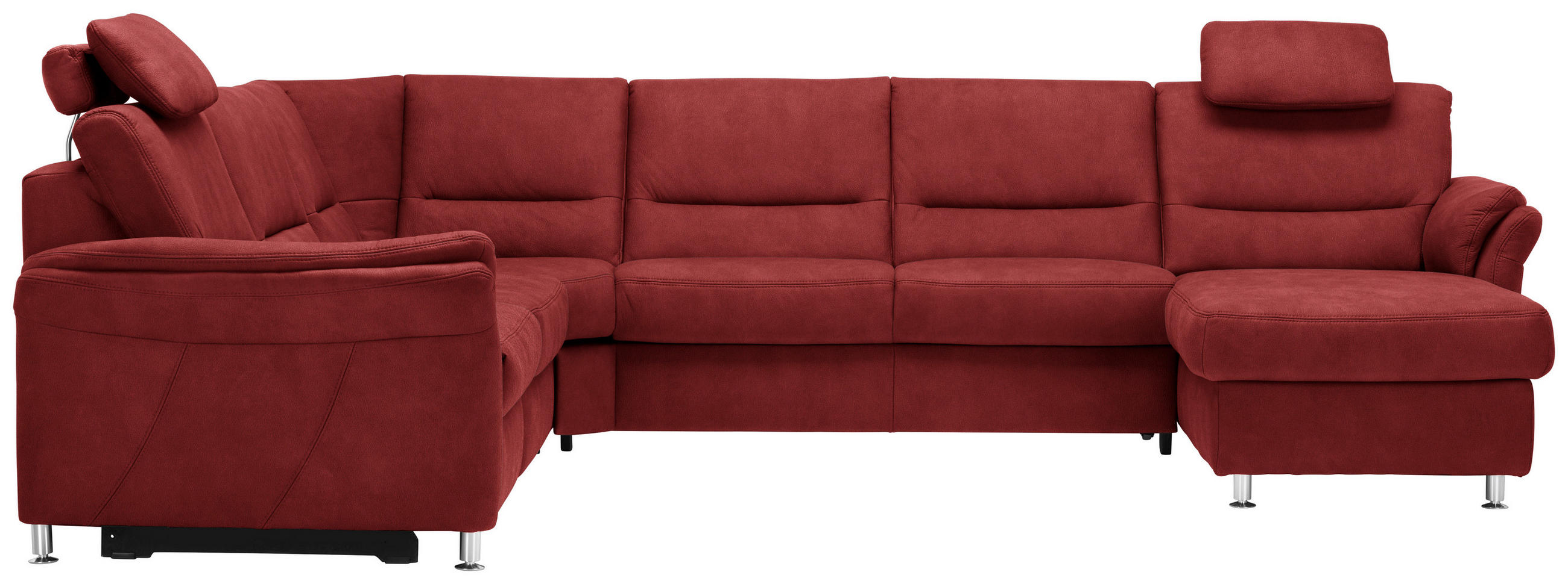 SOFFA i mikrofiber röd  - röd/aluminiumfärg, Klassisk, metall/textil (262/335/173cm) - Beldomo System