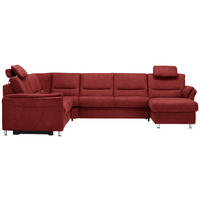 SOFFA i mikrofiber röd  - röd/aluminiumfärg, Klassisk, metall/textil (262/335/173cm) - Beldomo System