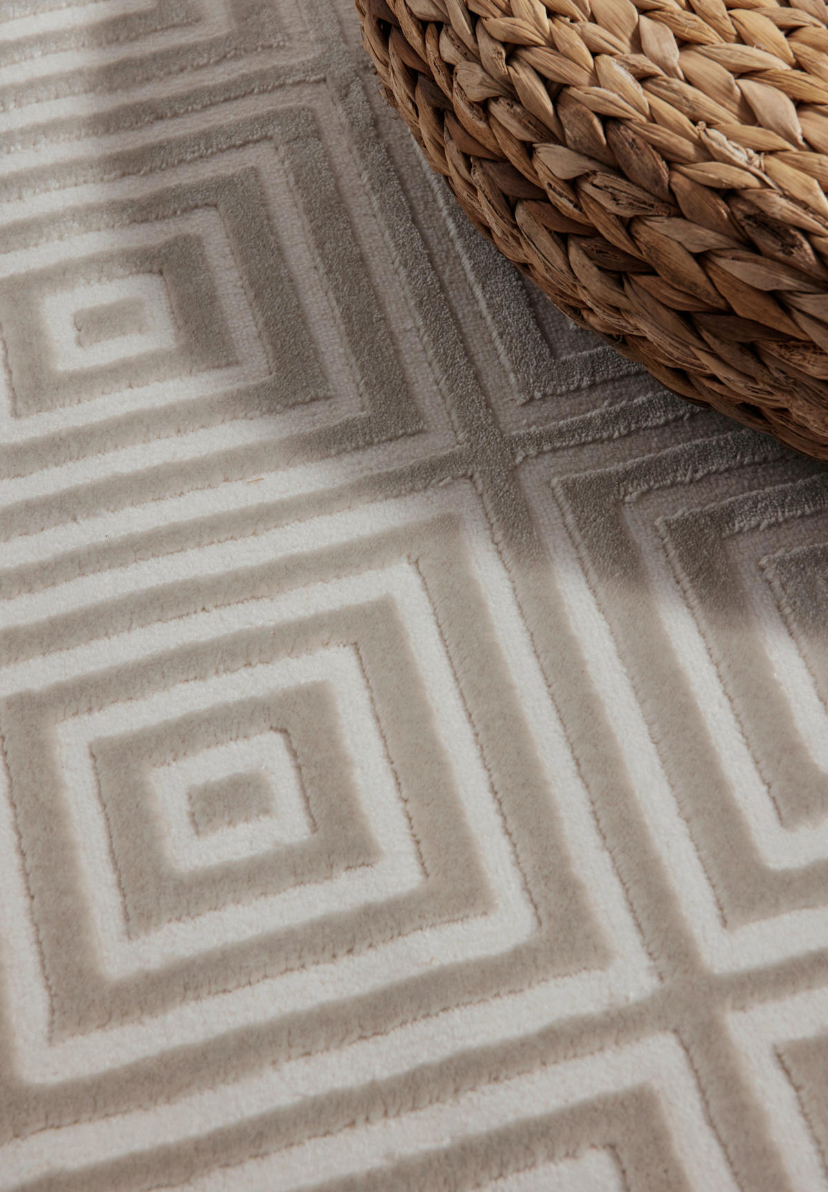 TEPPICH 200/280 cm Perles Grau, Weiß rechteckig  - Weiß/Grau, Basics, Kunststoff (200/280cm) - Elle Decoration