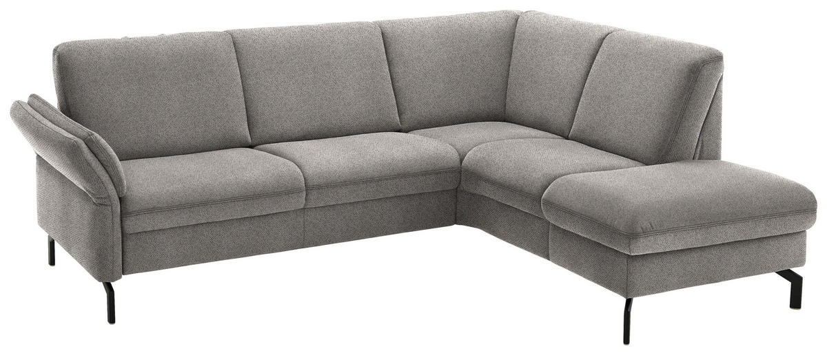 ECKSOFA in Flachgewebe Graubraun  241/190 cm  - Graubraun/Schwarz, KONVENTIONELL, Textil/Metall (241/190cm) - Beldomo Comfort