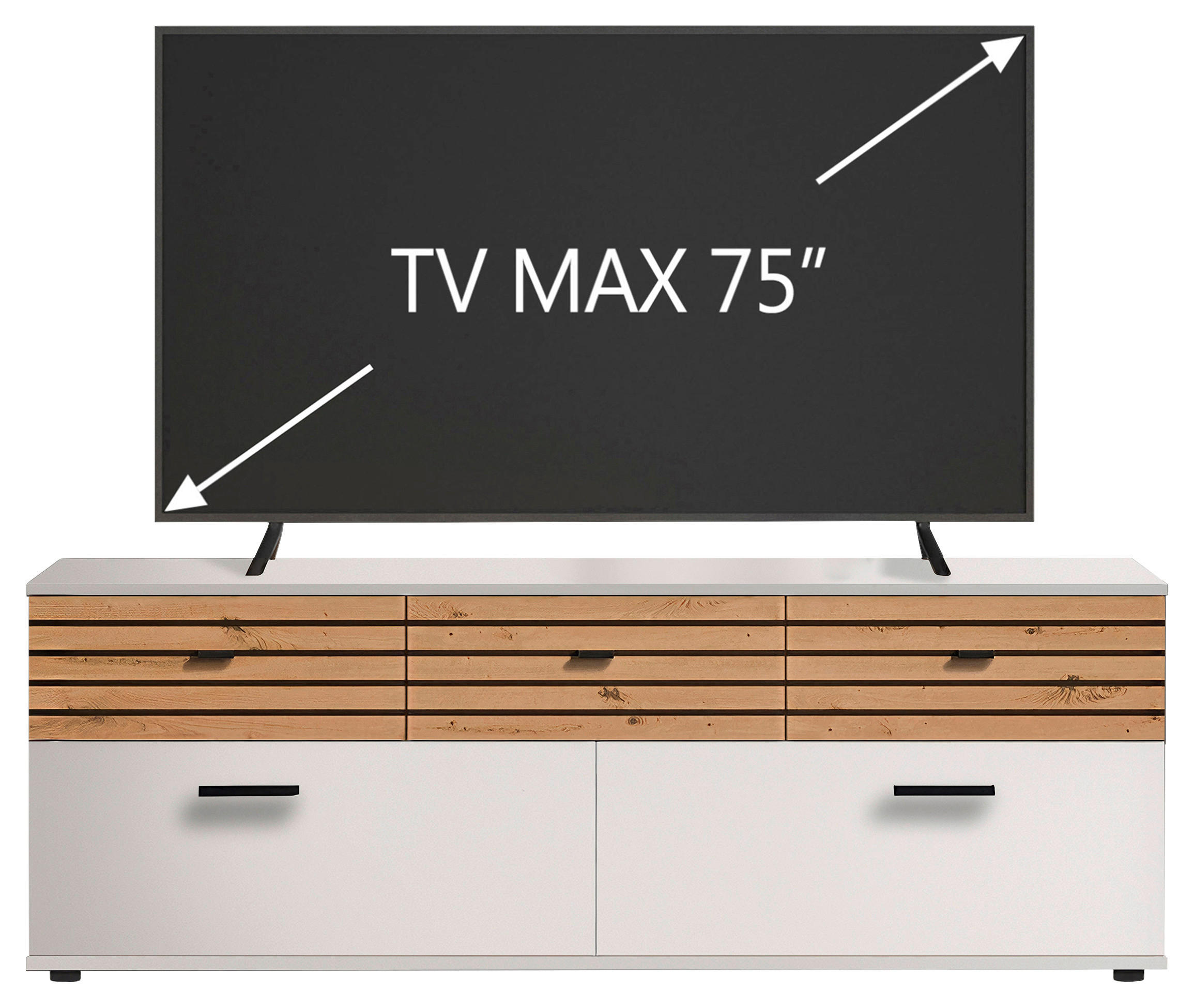 NÍZKÁ KOMODA, bílá, dub artisan, 168/59,9/38 cm - bílá/černá, Design, kompozitní dřevo/plast (168/59,9/38cm) - Livetastic