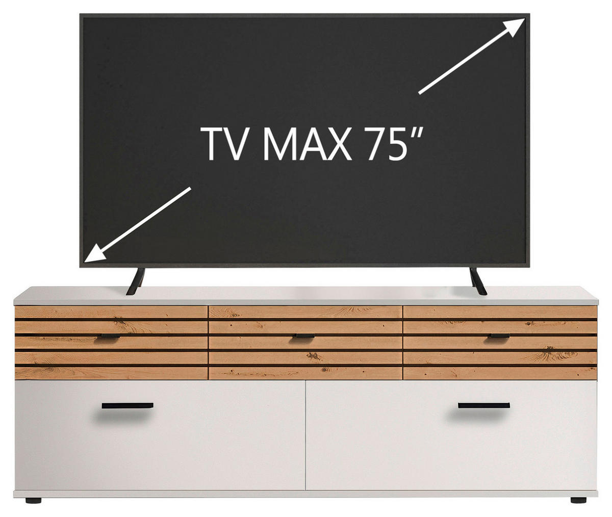 NISKA KOMODA   168/59,9/38 cm   bijela, hrast Artisan   - bijela/hrast Artisan, Design, drvni materijal/plastika (168/59,9/38cm) - Livetastic