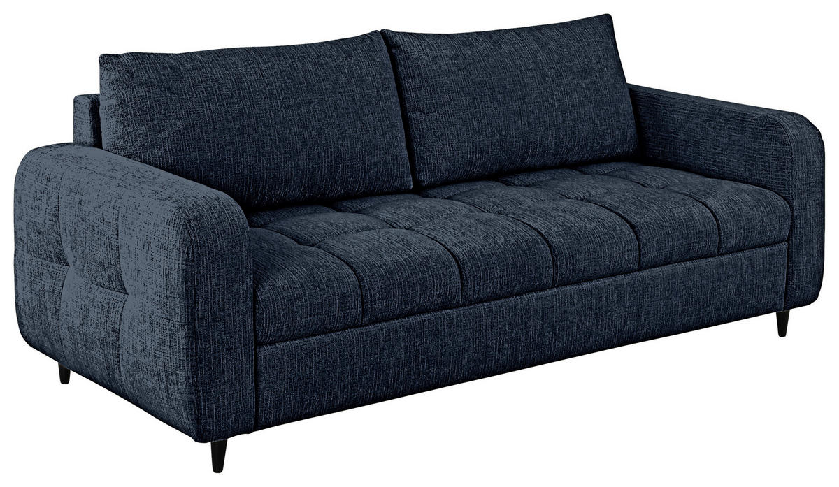 2,5-SITZER Flachgewebe Dunkelblau  - Schwarz/Dunkelblau, Design, Holz/Textil (209/88/101cm) - Lomoco