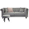 CHESTERFIELD-SOFA Samt Hellgrau  - Hellgrau, Design, Holz/Textil (217/80/88cm) - Livetastic