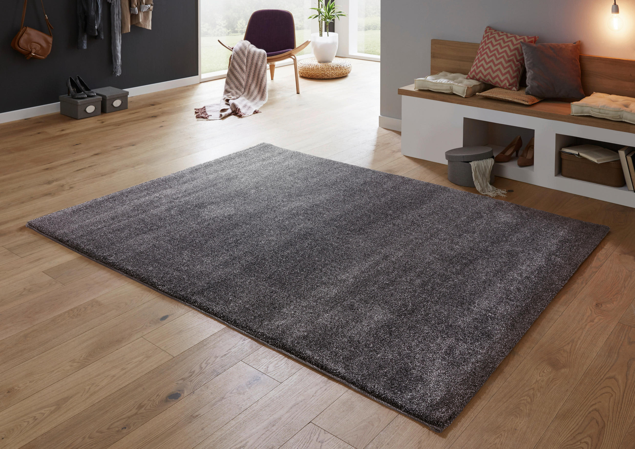 WEBTEPPICH 80/150 cm Savona Anthrazit  - Anthrazit, Basics, Kunststoff/Textil (80/150cm) - Novel