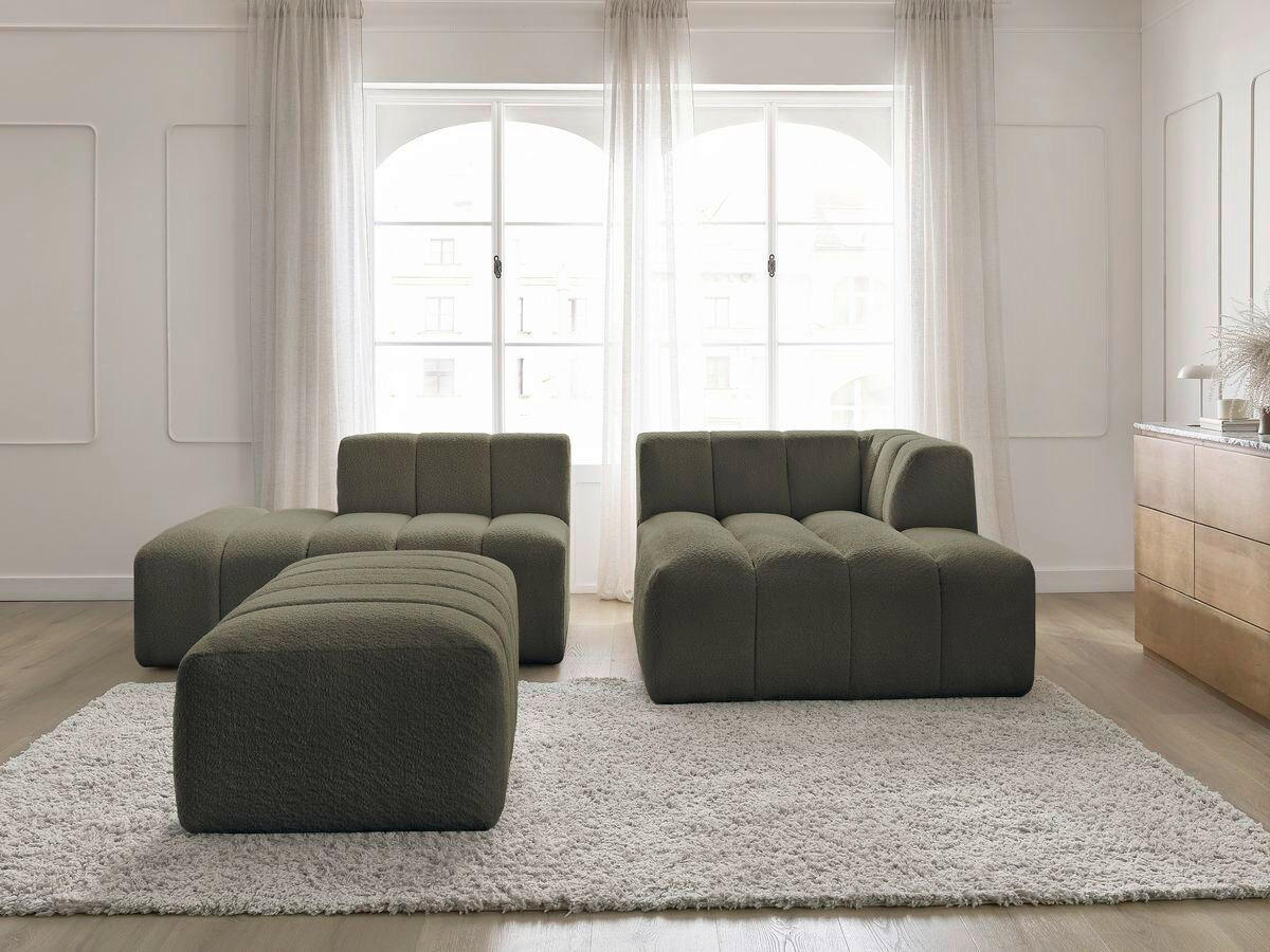 ECKSOFA  ANNECY Grün Bouclé  - Schwarz/Grün, MODERN, Kunststoff/Textil (262/170cm)