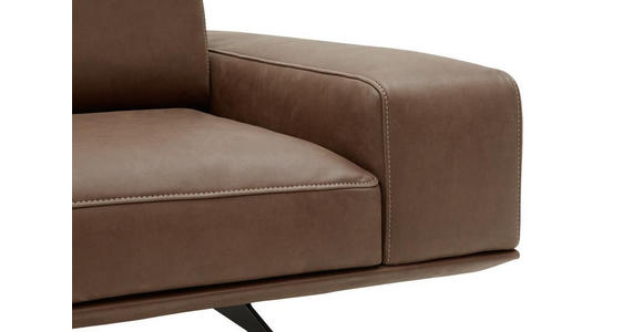 2,5-SITZER Echtleder Braun - Beige/Schwarz, Design, Leder/Metall (206/86/95cm) - Dieter Knoll